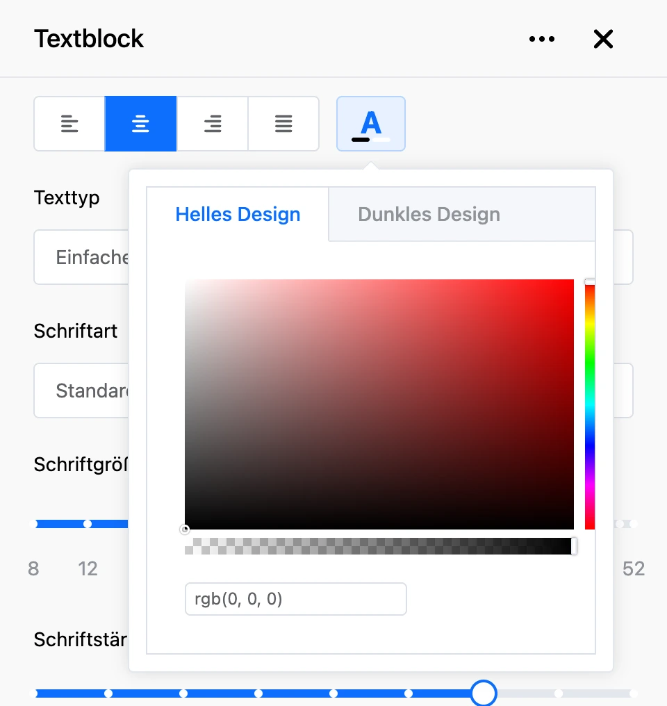 Farbauswahl: Reiter für helles und dunkles Design