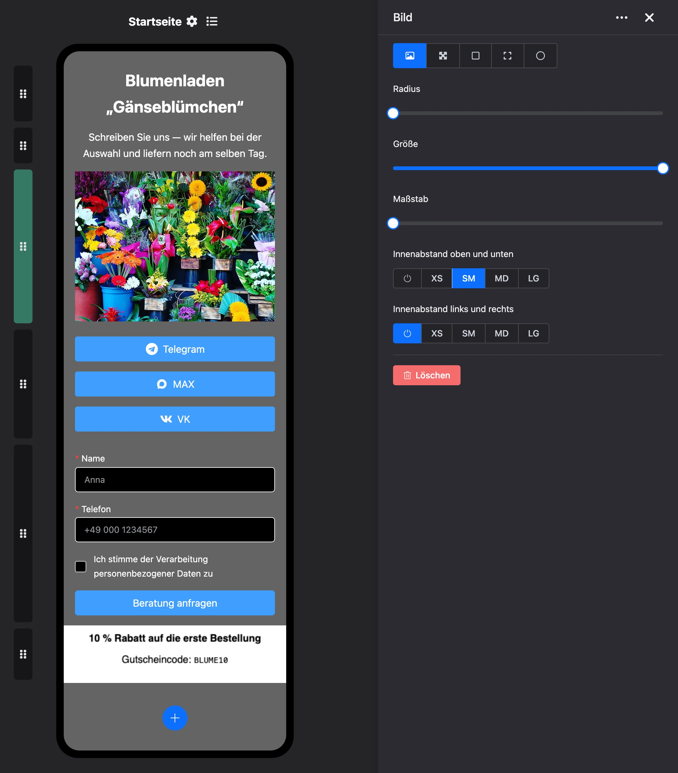 Block „Bild“ und seine Einstellungen