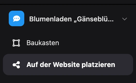 Widget-Menü: Umschalter und Bereiche
