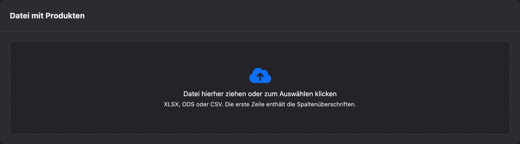 Hochladen der Produktdatei