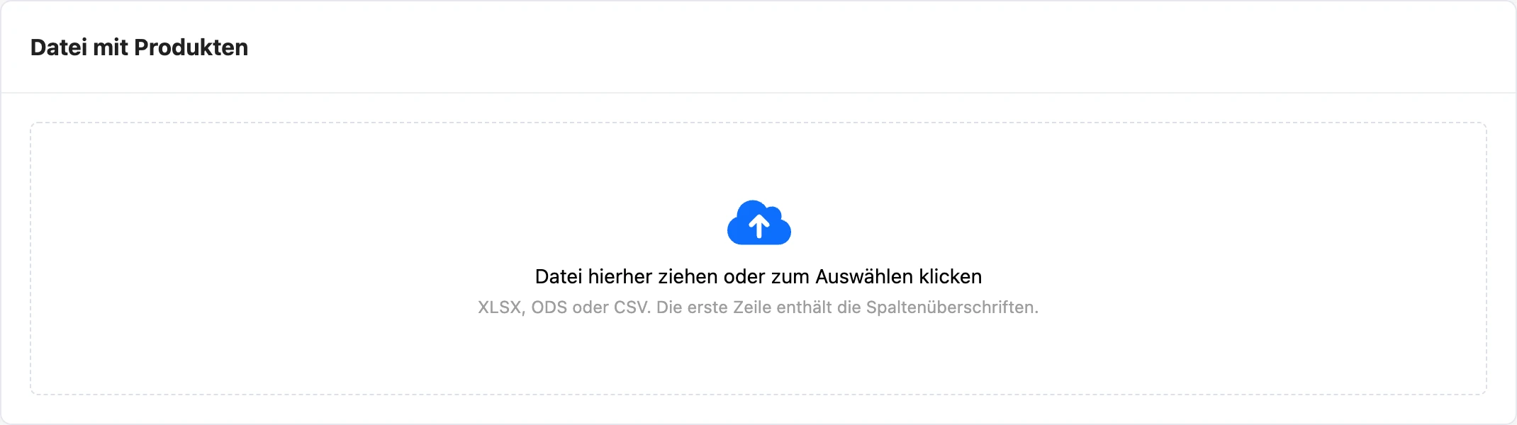 Hochladen der Produktdatei