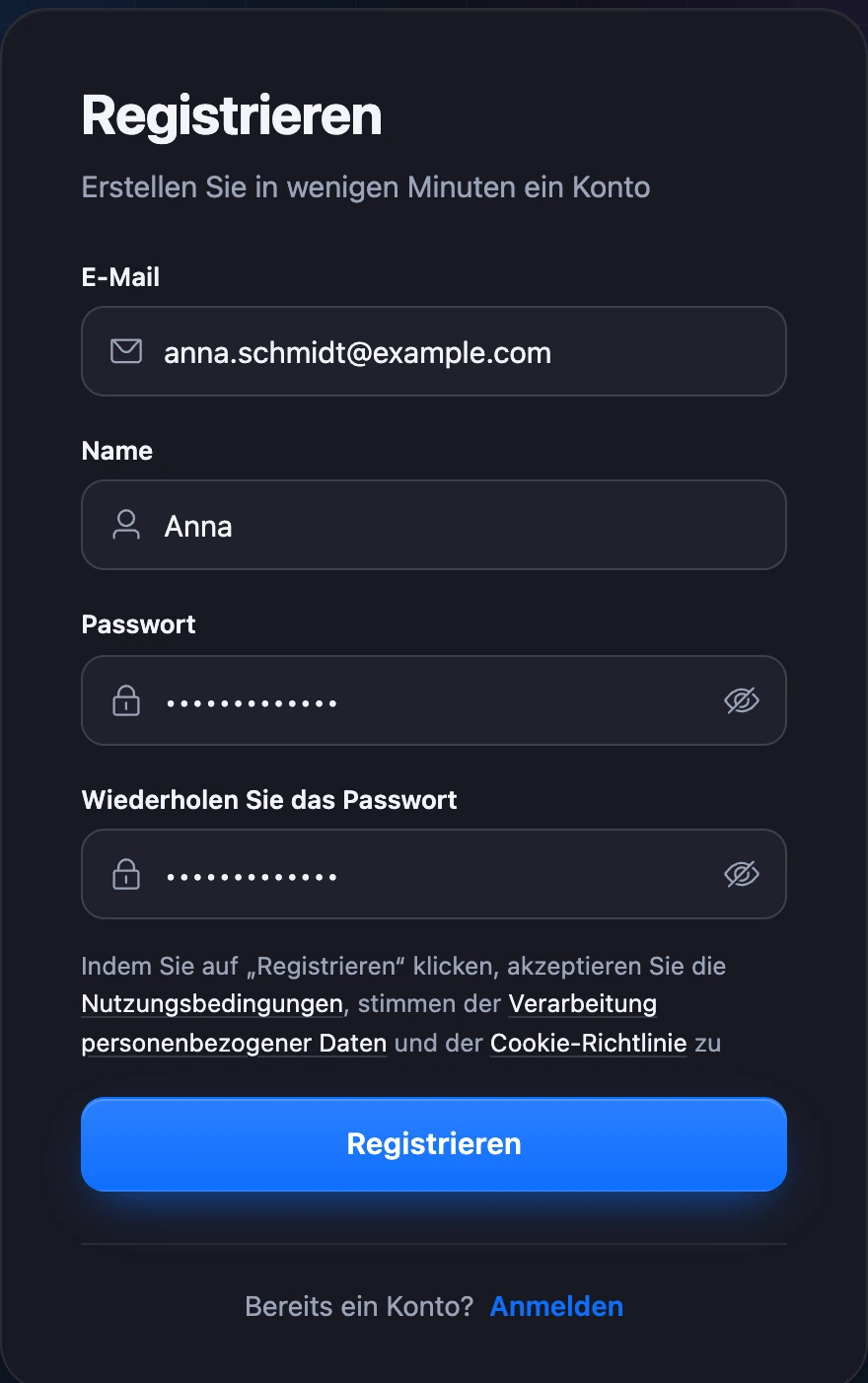 Registrierungsformular