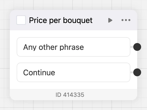 Block header on hover: the ▶ "Test from this block" icon and the menu