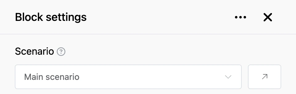 Settings panel of the "Scenario" block