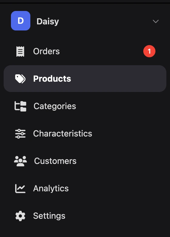 Shop menu