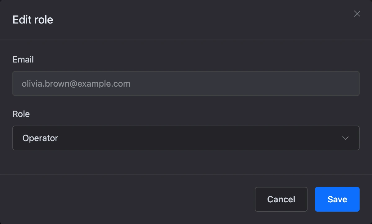 The role editing dialog