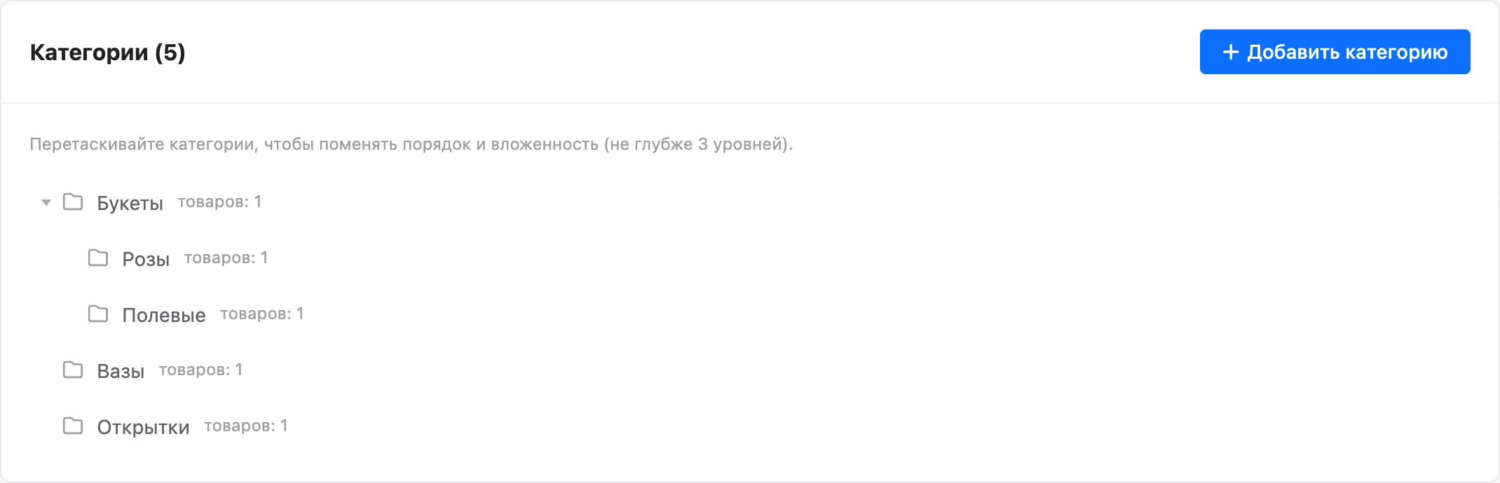 Дерево категорий магазина